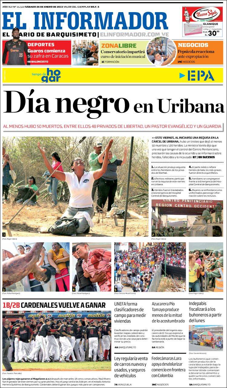 Portadas del sábado 26 de enero de 2013