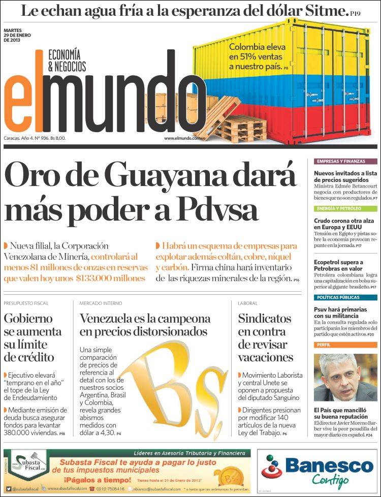 Portadas del martes 29 de enero de 2013