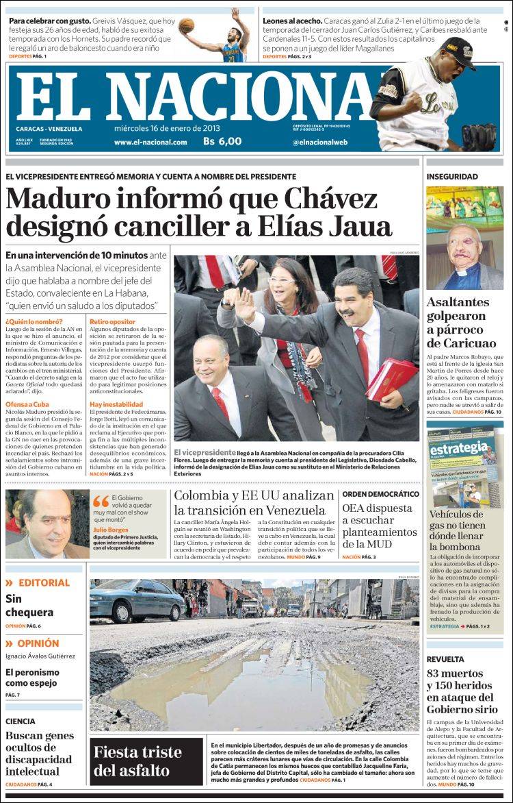 Portadas del miércoles 16 de enero de 2013