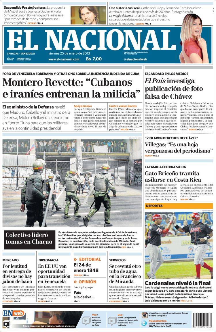 Portadas del viernes 25 de enero de 2013