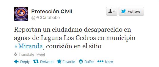 Reportan desaparecido a un hombre en laguna de Carabobo