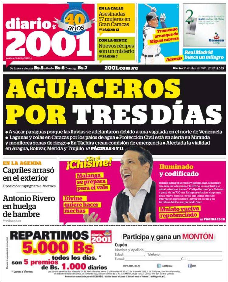 Portadas del martes 30 de abril de 2013