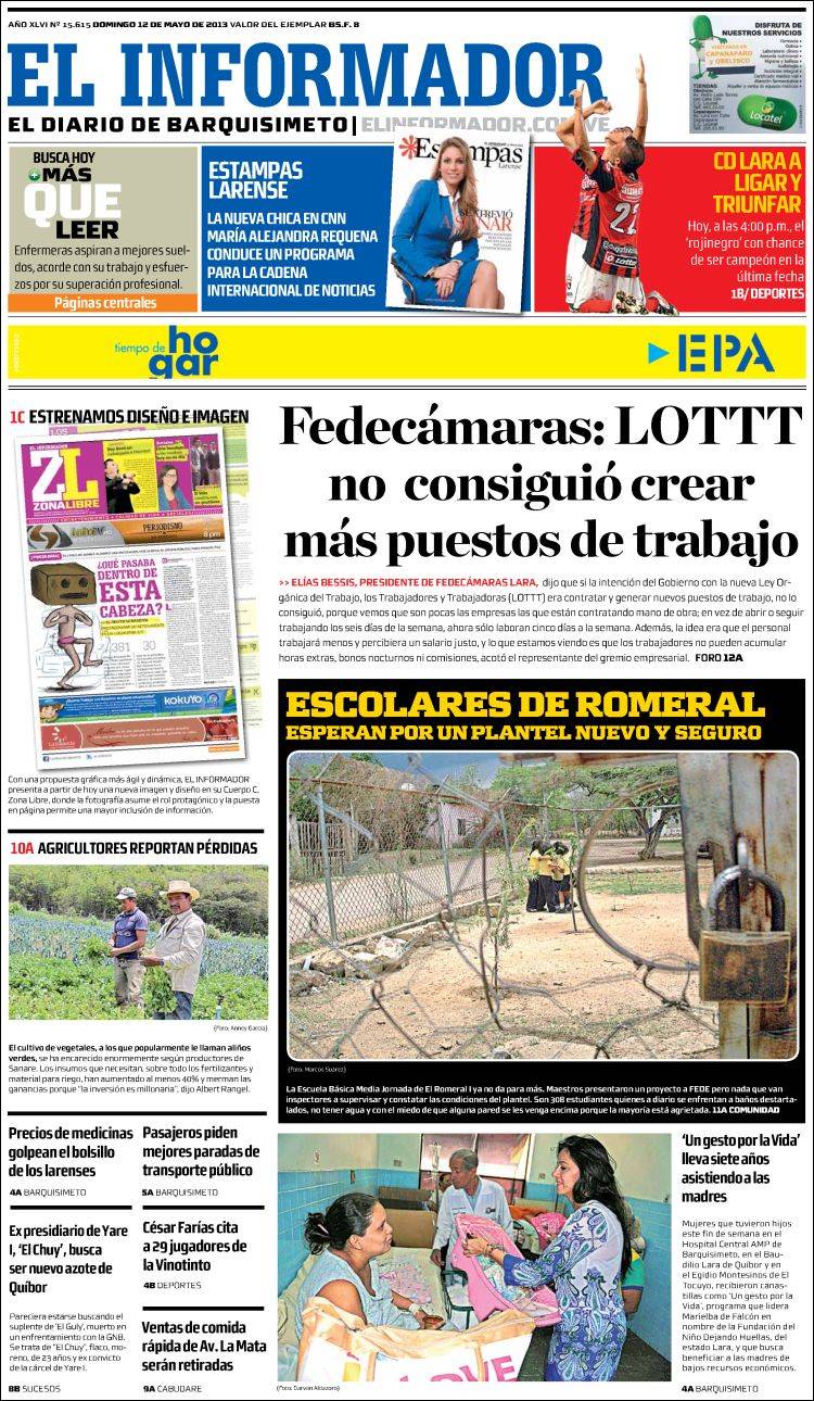 Portadas del domingo 12 de mayo de 2013