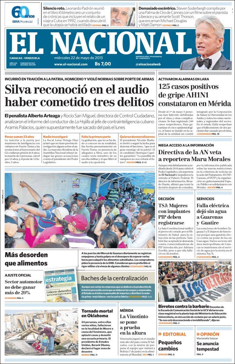 Portadas del miércoles 22 de mayo de 2013