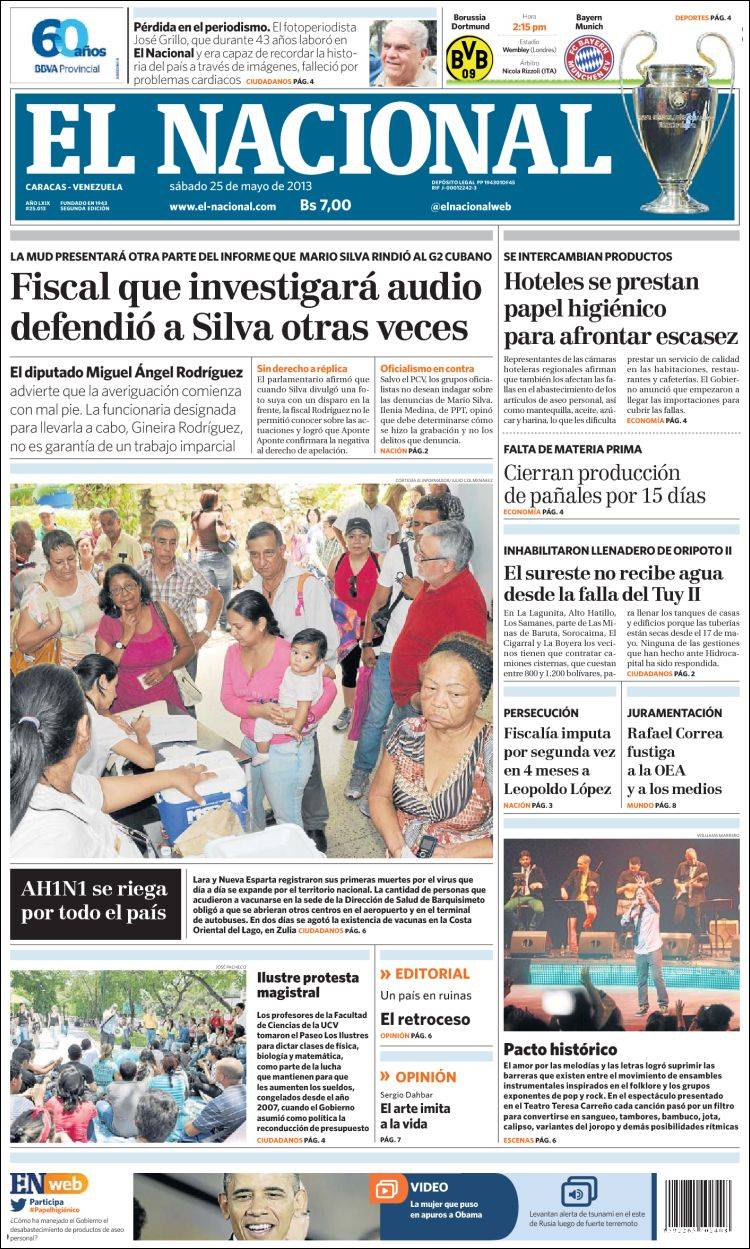 Portadas del sábado 25 de mayo de 2013