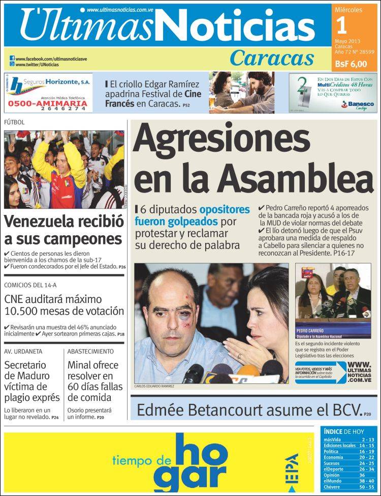 Portadas del miércoles 1 de mayo de 2013