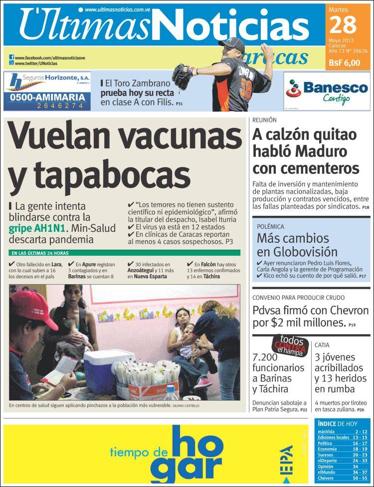 Portadas del martes 28 de mayo de 2013