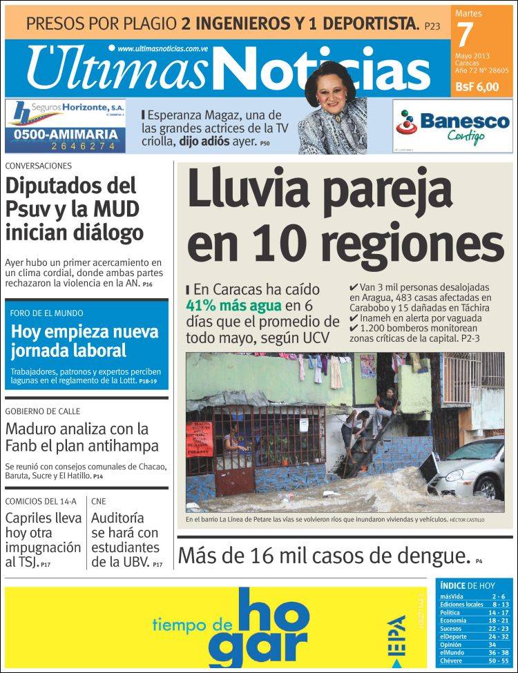 Portadas del martes 7 de mayo de 2013