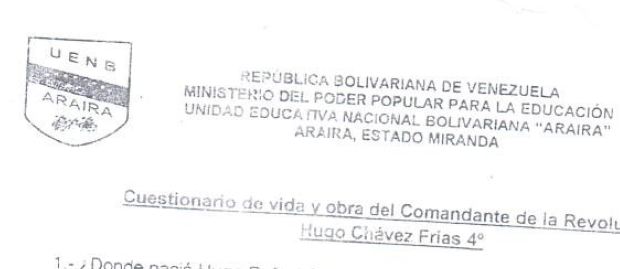 Así interrogan a los niños en las Escuelas Bolivarianas (Documento)