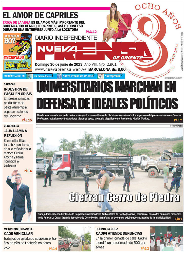 Portadas del domingo 30 de junio de 2013