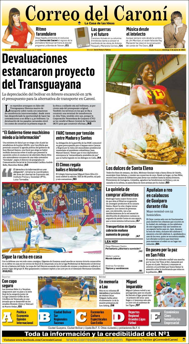 Portadas del domingo 2 de junio de 2013