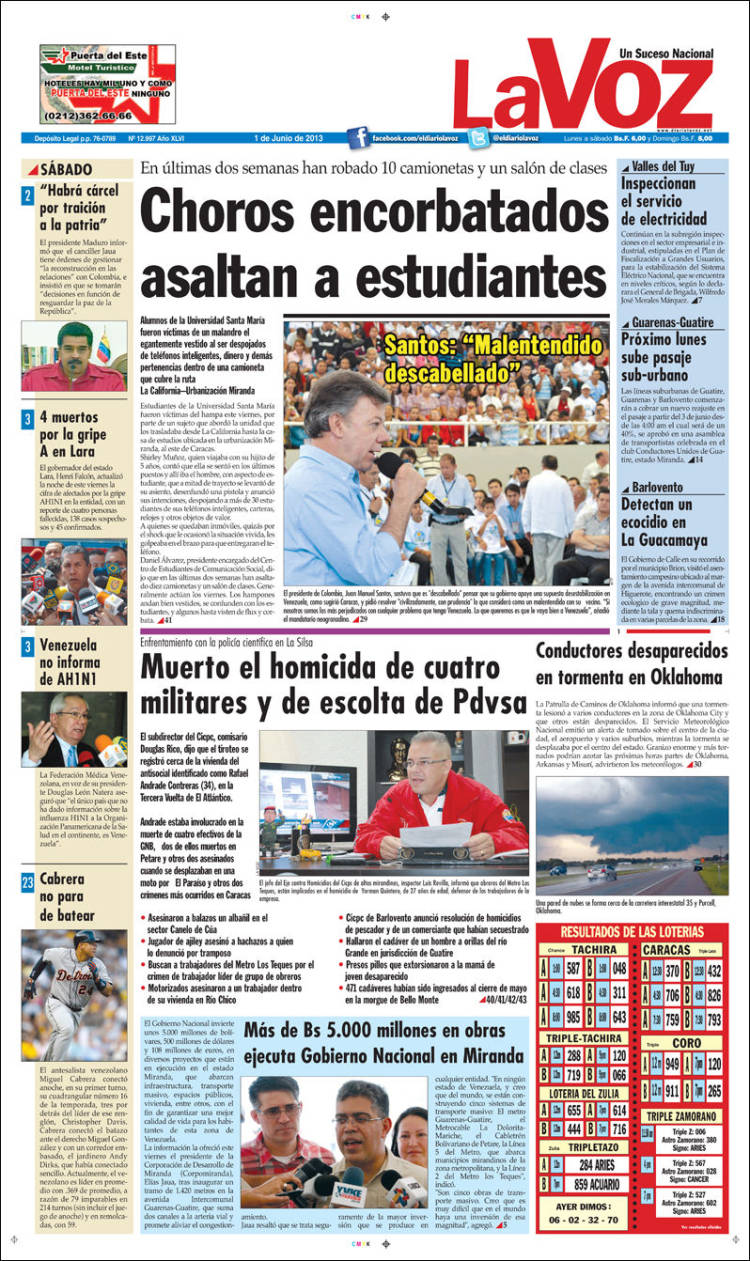 Portadas del sábado 1 de junio de 2013