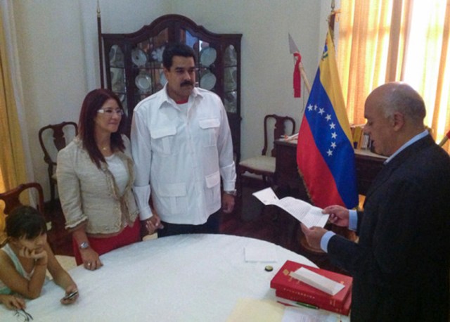 Venezuela's President Nicolas Maduro and first lady Cilia Flores participate in a civil wedding ceremony in Caracas