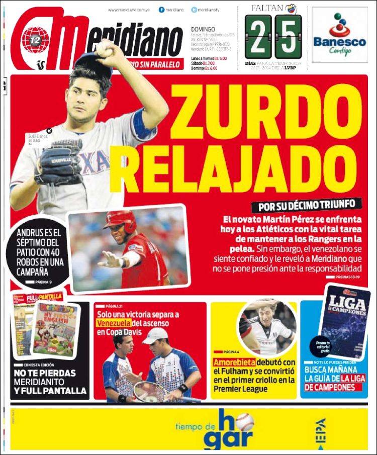 Portadas del domingo 15 de septiembre de 2013