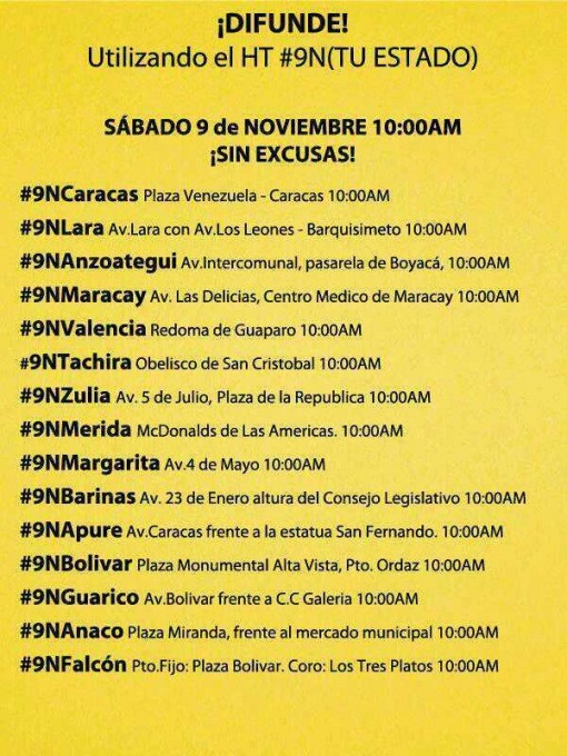 Estos son los puntos de concentración en todo el país para la marcha autoconvocada #9N