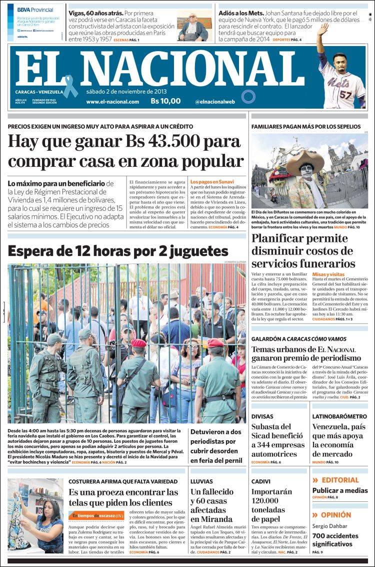 Portadas del sábado 02 de noviembre de 2013