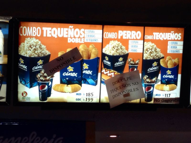 … y en el cine pura cotufa, porque tequeños y perritos NO HAY