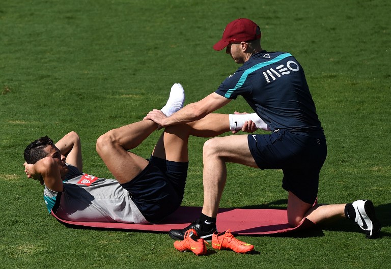 Cristiano Ronaldo se prepara antes de un partido crucial