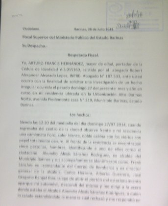 Documento entregado fiscalia