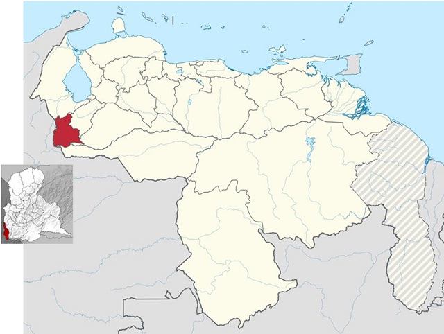 El Municipio Rafael Urdaneta está ubicado al suroccidente del Estado Táchira y es frontera con Colombia / Elaborado por lapatilla.1eye.us