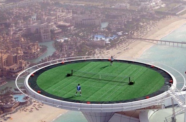 Or a tennis court like the The Burj Al Arab Court in the Sky.