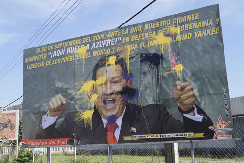 Detenidos por lanzar huevos contra vallas de Chávez (Foto)