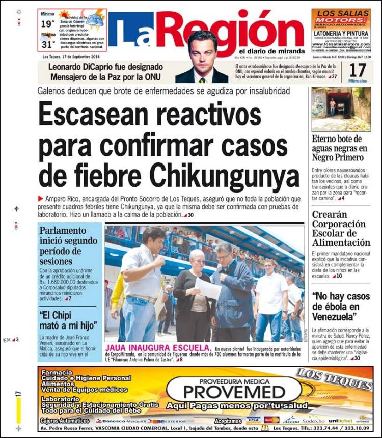 Portadas del miércoles 17 de septiembre de 2014