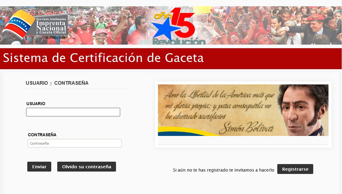 Gaceta Oficial Certificada se podrá solicitar por internet