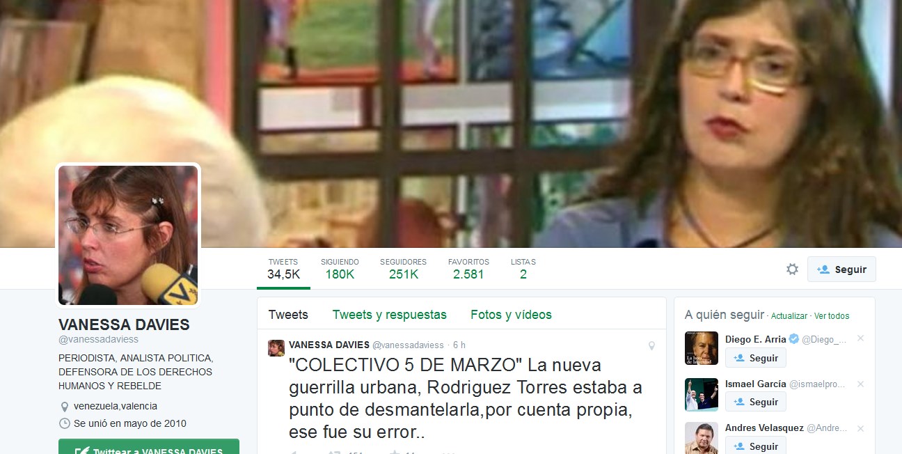 Vanessa Davies niega que tenga cuenta en Twitter