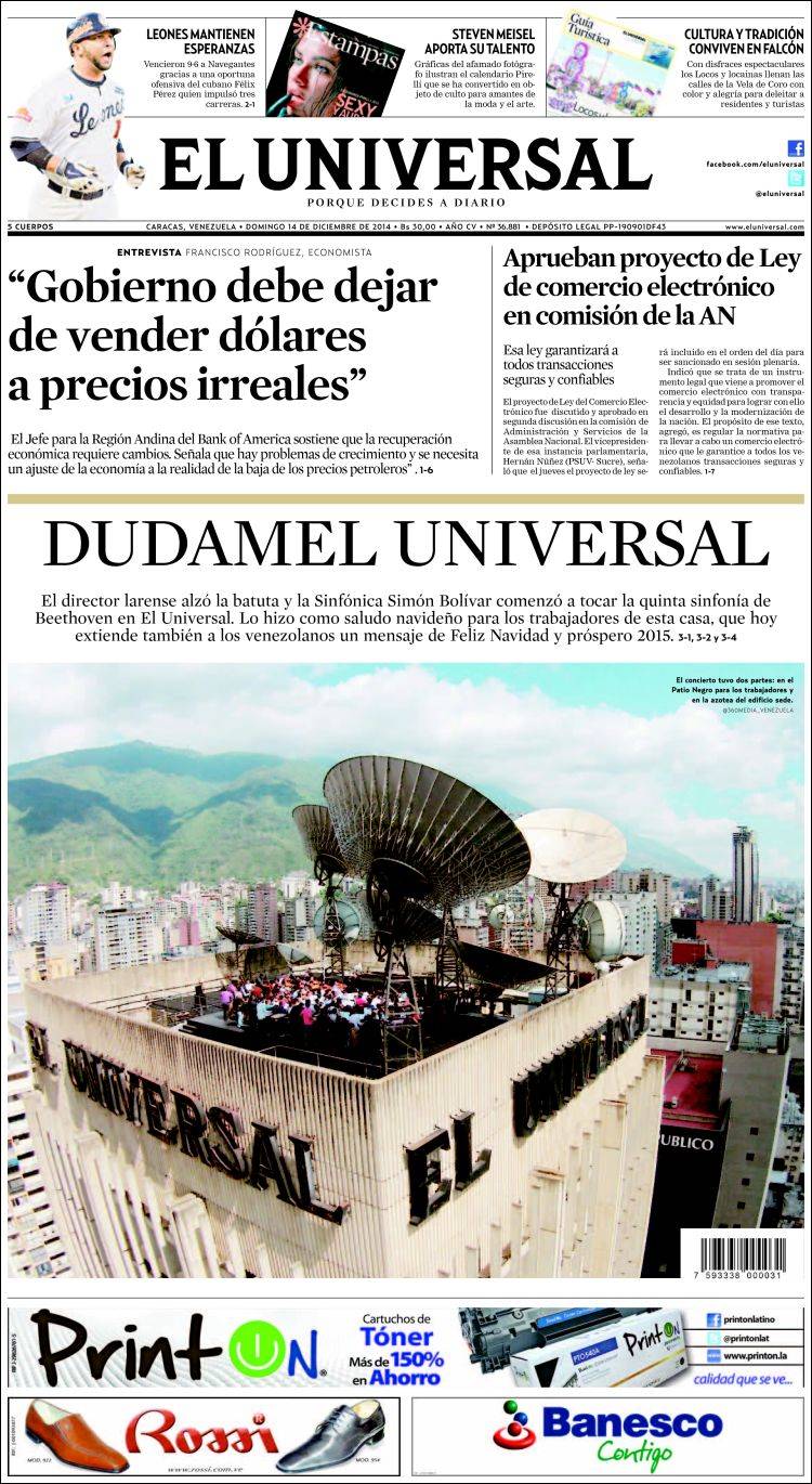 Portadas del domingo 14 de diciembre de 2014