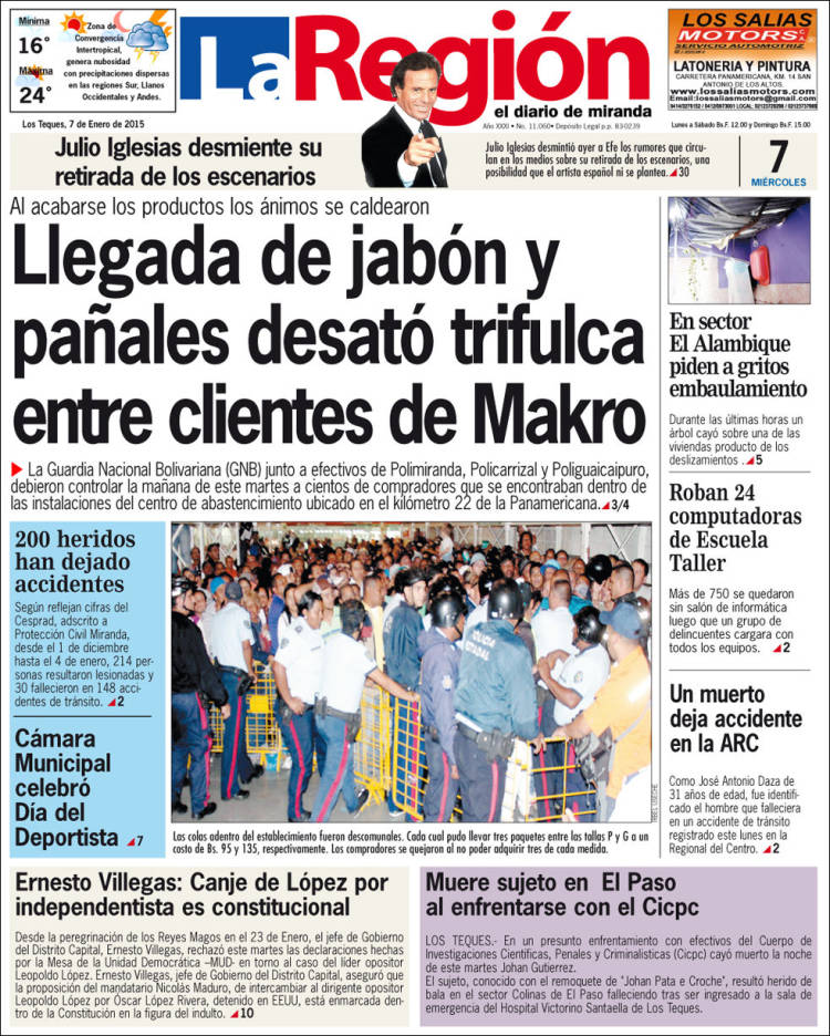 Portadas del miércoles 07 de enero de 2015