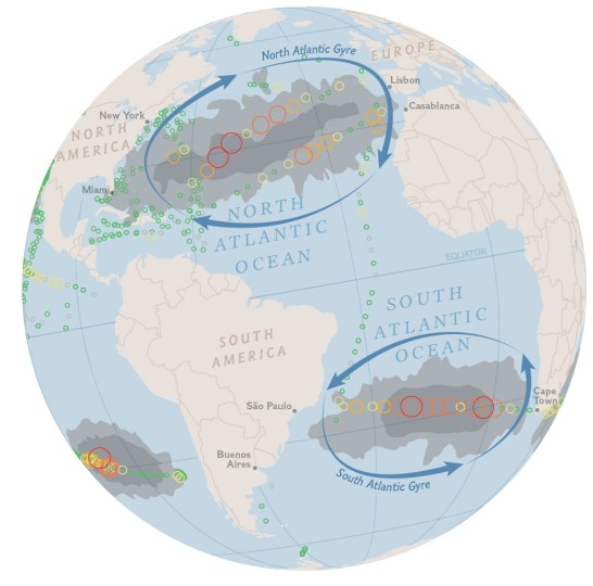 Foto: Nuevo Mapas Documento flotante de basura de plástico / nationalgeographic.com