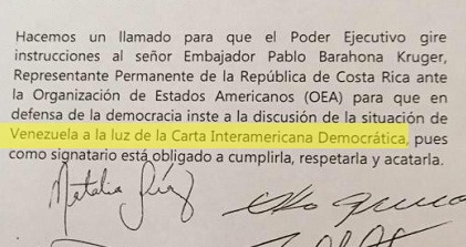 Asamblea de Costa Rica aprueba moción sobre situación de DDHH en Venezuela