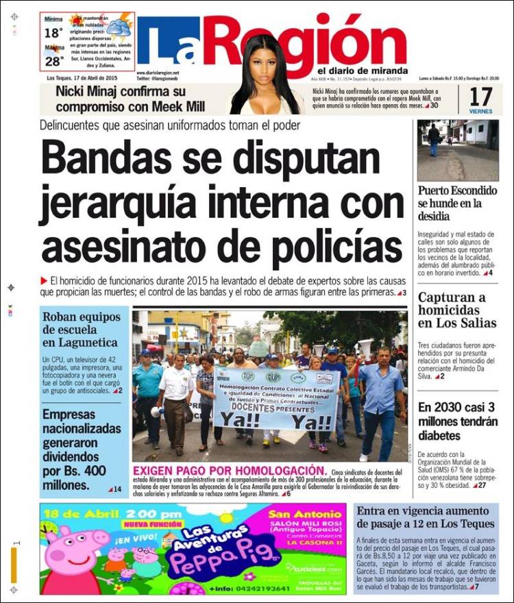 Portadas del viernes 17 de abril de 2015