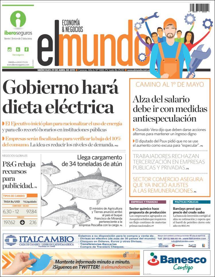 Portadas del miércoles 29 de abril de 2015