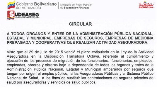 Decisión de la Sudeaseg deja a 4 millones de empleados públicos sin cobertura de seguros privados