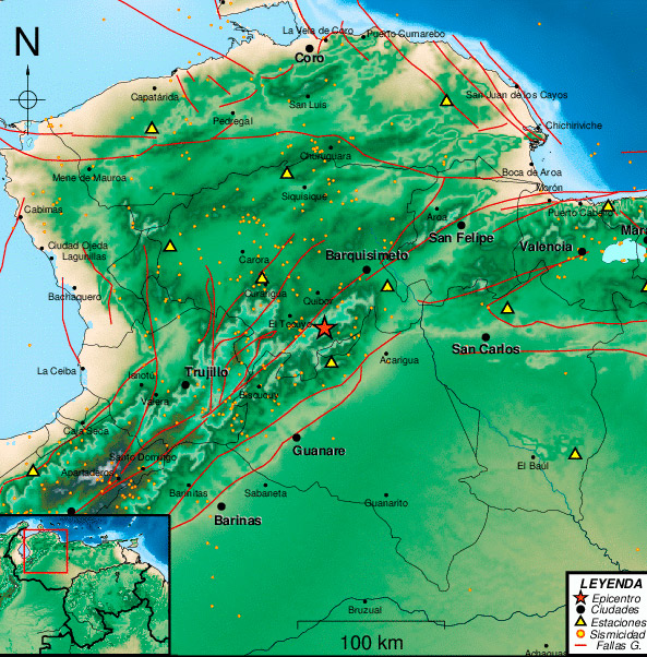 Sismo de magnitud 3.3 al sur de Quíbor