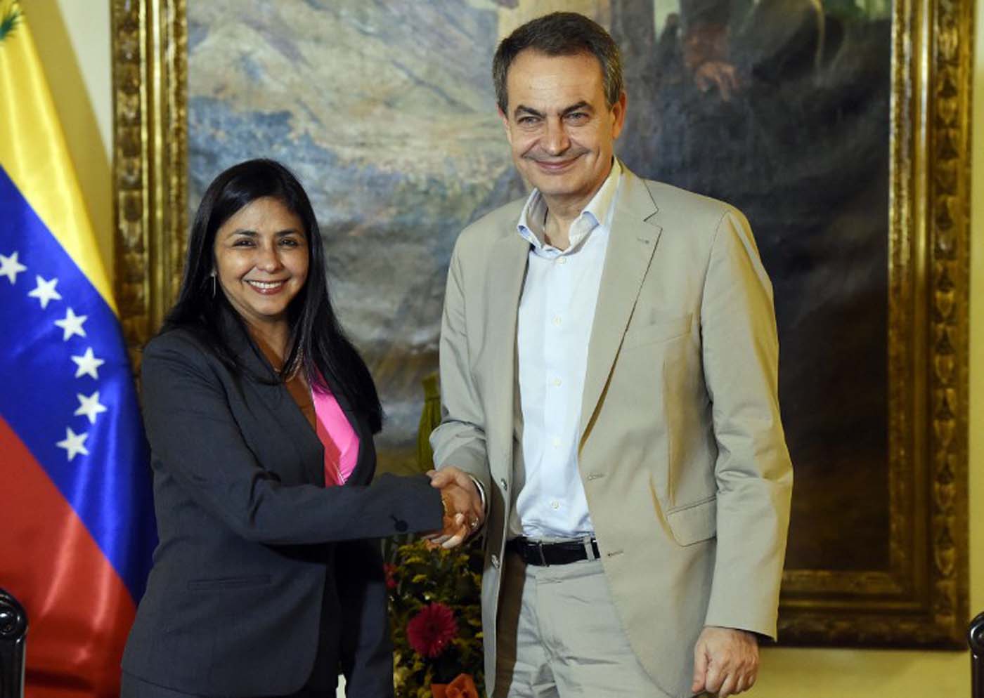 Delcy Rodríguez se reunió con Zapatero y representante de la UE