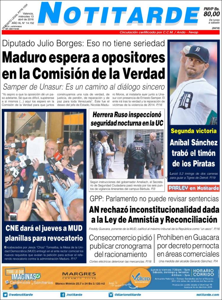 Portadas de este miércoles 13 de abril de 2016