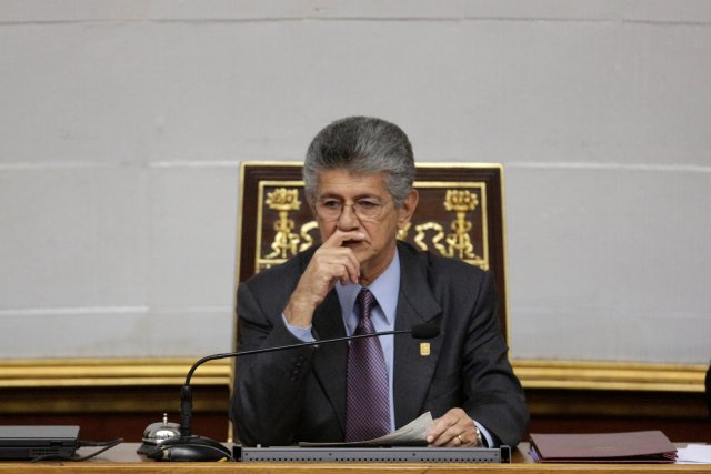 Henry Ramos Allup, President of the National Assembly and deputy of the Venezuelan coalition of opposition parties (MUD), attends a session of the National Assembly in Caracas, Venezuela, May 17, 2016. REUTERS/Marco Bello