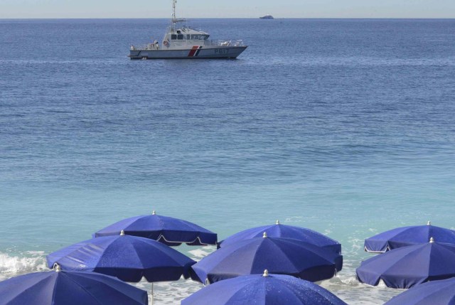 A French gendarme craft patrols along the coast in Nice, France July 15, 2016 the day after a truck ran into a crowd at high speed killing scores and injuring more who were celebrating the Bastille Day national holiday.   REUTERS/Jean-Pierre Amet