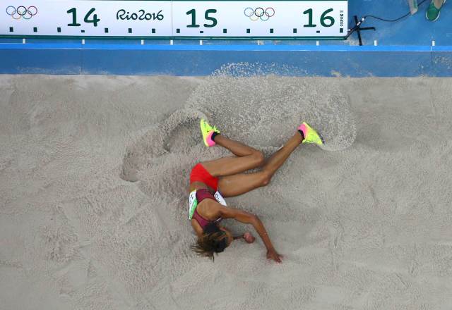 2016 Rio Olympics - Athletics - Final - Women's Triple Jump Final - Olympic Stadium - Rio de Janeiro, Brazil - 14/08/2016. Yulimar Rojas (VEN) of Venezuela competes. REUTERS/Pawel Kopczynski FOR EDITORIAL USE ONLY. NOT FOR SALE FOR MARKETING OR ADVERTISING CAMPAIGNS.