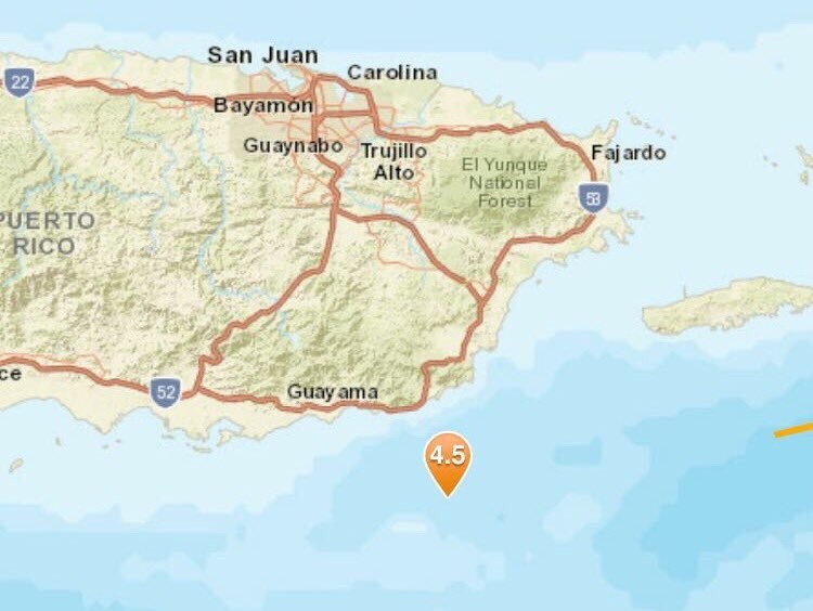 Sismo de magnitud 4.5 se registró este lunes en Puerto Rico