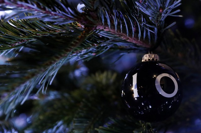 A number 10 bauble hangs on a Christmas tree in Downing Street in London, Britain December 8, 2016. REUTERS/Stefan Wermuth