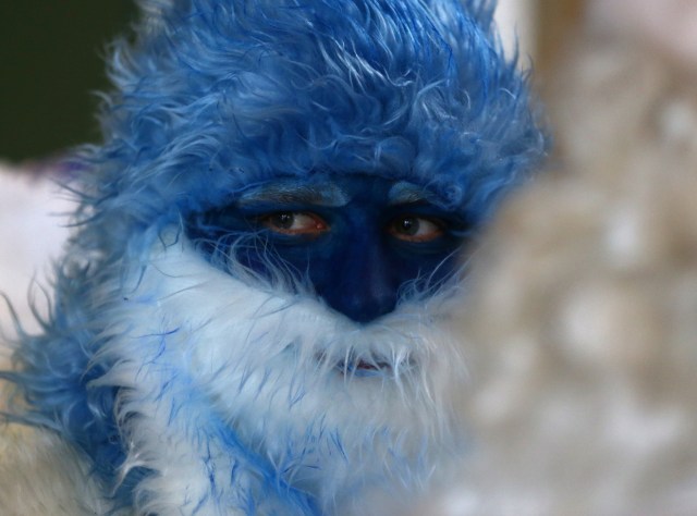 A man dressed as Father Frost, the equivalent of Santa Claus, and Snow Maiden takes part in the contest "Yolka-fest-2016" (Fir-festival-2016) in Minsk, Belarus December 9, 2016. REUTERS/Vasily Fedosenko