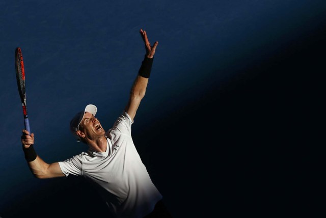 Tennis - Australian Open - Melbourne Park, Melbourne, Australia - 16/1/17 Britain's Andy Murray serves during his Men's singles first round match against Ukraine's Illya Marchenko. REUTERS/Thomas Peter