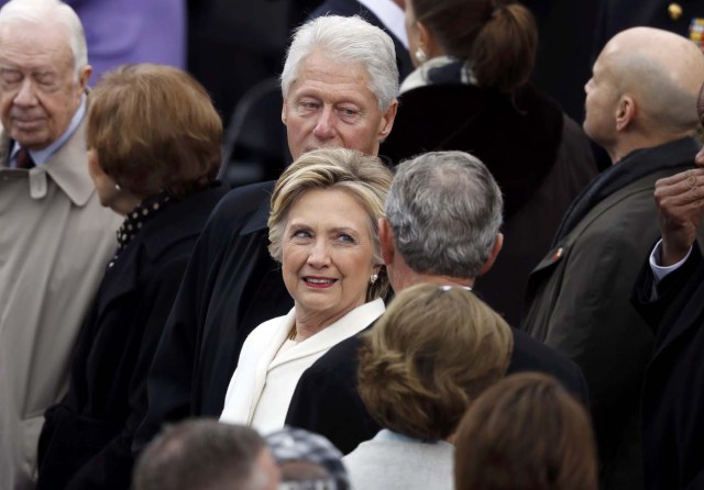 Former presidents and first ladies, Jimmy Carter, Rosalynn Carter, Bill Clinton, Hillary Clinton, George W. Bush and Laura Bush attend the inauguration ceremonies to swear in Donald Trump as the 45th president of the United States at the U.S. Capitol in Washington, U.S., January 20, 2017. REUTERS/Lucy Nicholson