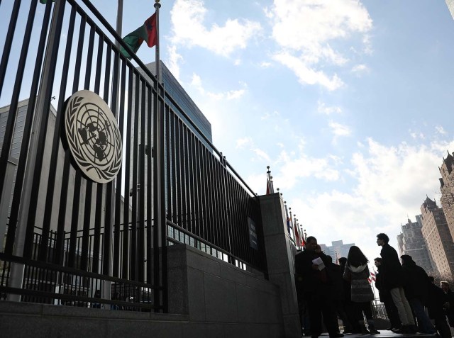 NEW YORK, NY - JANUARY 26: The United Nations stands in midtown Manhattan on January 26, 2017 in New York City. President Donald Trump is preparing executive orders that would reduce US funding of the United Nations and other international organizations. The first order would cut funding for any U.N. agency or other international group that meets any specific criteria. Organizations and groups to receive cuts may include peacekeeping missions, the International Criminal Court and the United Nations Population Fund.   Spencer Platt/Getty Images/AFP