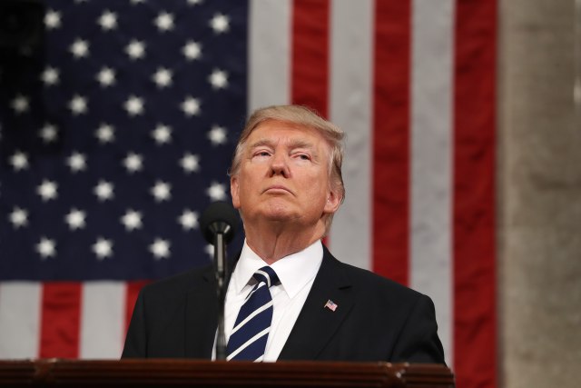 U.S. President Donald Trump delivers his first address to a joint session of Congress from the floor of the House of Representatives iin Washington, U.S., February 28, 2017. REUTERS/Jim Lo Scalzo/Pool