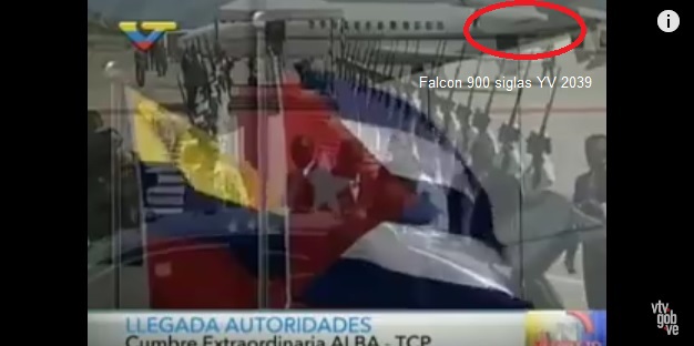 En toma de VTV el arribo de Raúl Castro en un Falcon 900 siglas YV 2039